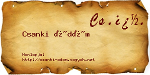 Csanki Ádám névjegykártya